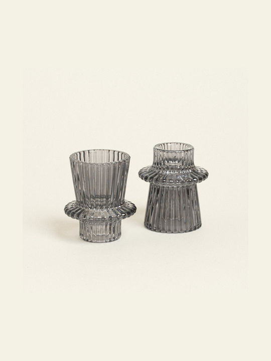 Double-Sided Candle Holder 6 X 7 Cm Grey Beauty Home