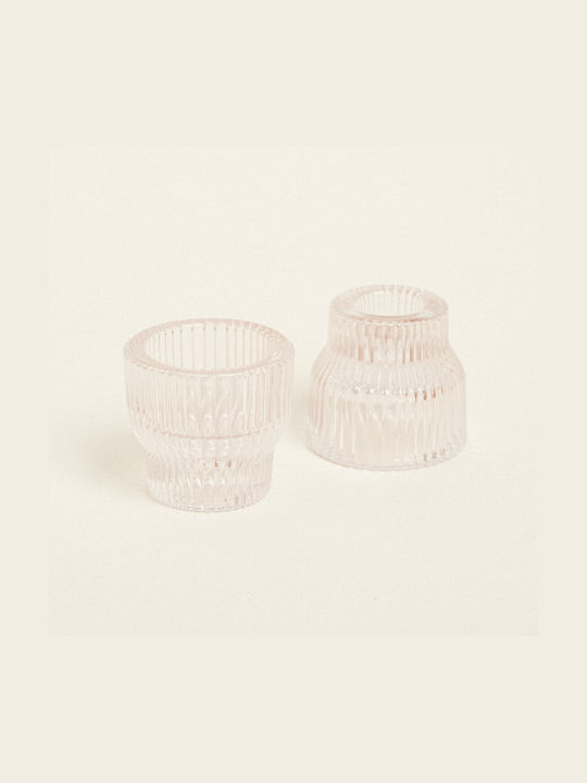 Double-Sided Candle Holder 5.5 X 5 Cm Transparent Beauty Home