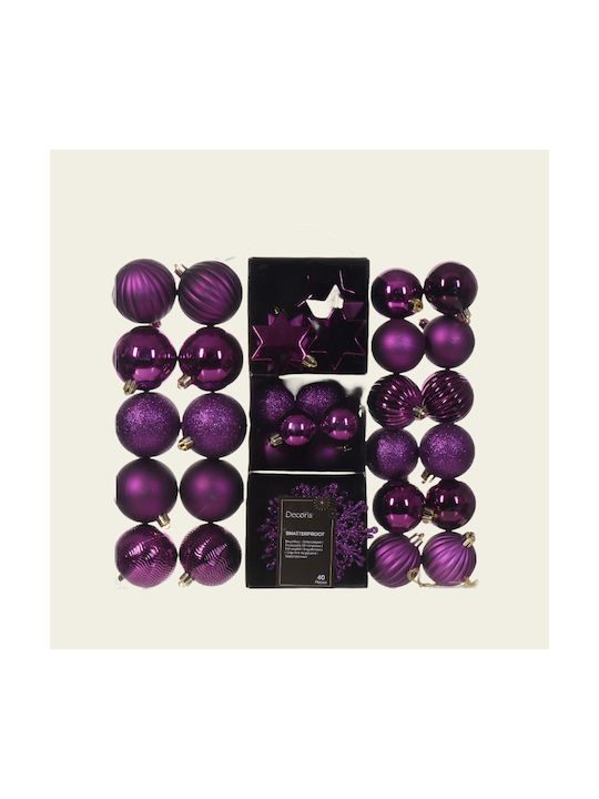 Hanging Ornament Tree Purple Set 40pcs