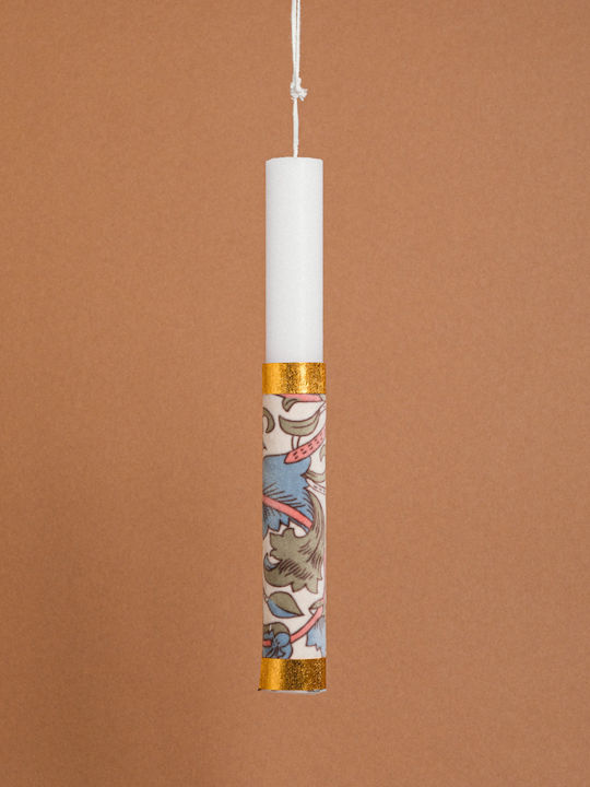 Decorated Candle Velvet Ecru Flowers Beauty Home
