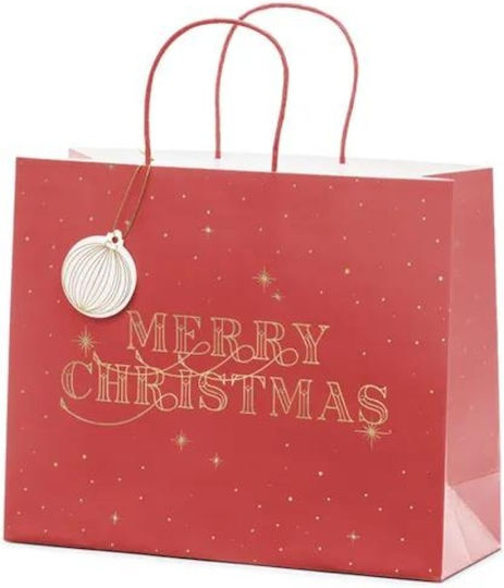 Beauty Home Merry Christmas Paper Christmas Gift Bag for Gift Red 32.5x11.5x26.5cm