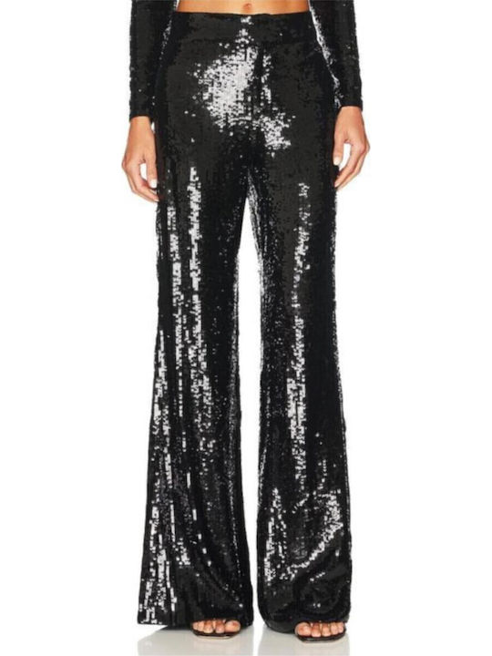 Women's High Waist Pantaloons with Rubber Band Black with Sequins