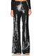 Women's High Waist Pantaloons with Rubber Band Black with Sequins