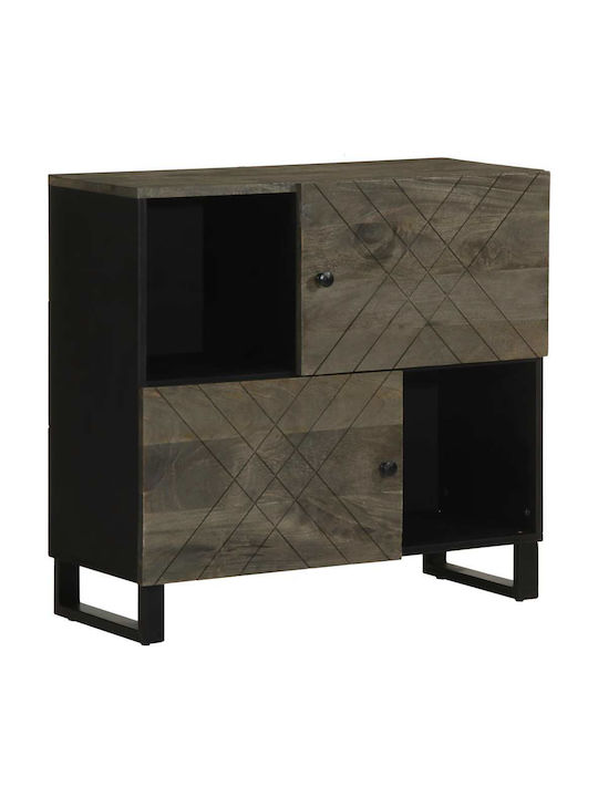 Bufet din Lemn Masiv & Metal Negru 80x33x75cm