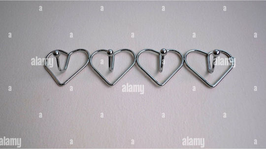 Heart Wall-Mounted Bathroom Rail with 4 Positions Silver