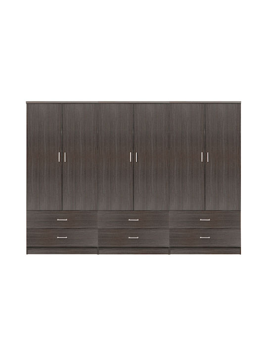 Six Door Wardrobe Reina Zebrano 240x42x181cm