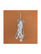 Hanging Ornament Ice Skate Wooden Silver