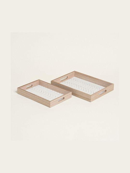 Beauty Home Wooden Rectangular Decorative Tray 2pcs