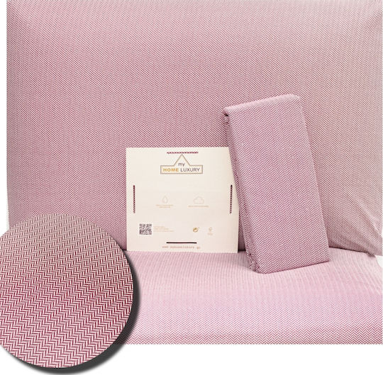 My Home Luxury Bettwäsche-Set mit 2 Kissenbezügen Super-Doppel mit Gummiband 160x200cm. Rosa 3Stück
