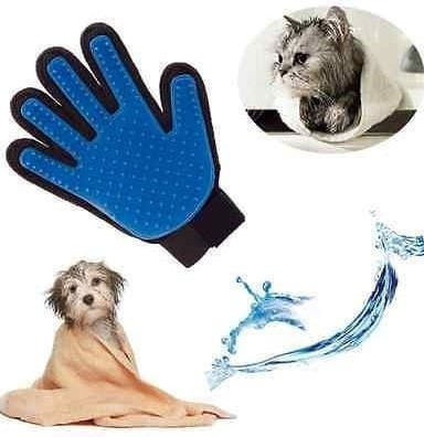 Pet Massage Deshedding Glove Dogs for Coat Cleaning Blue
