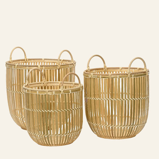 Καλαθια Μπαμπου 38 X 35 Cm Σετ 3 Τμχ Beauty Home