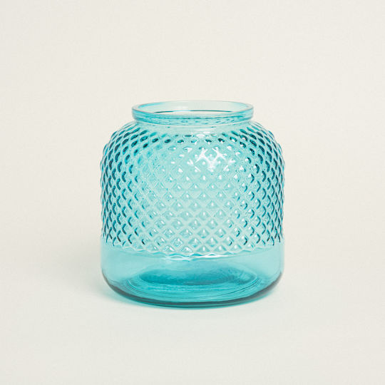 Βαζο Αναγλυφο 19 X 19 Cm Τυρκουάζ Beauty Home
