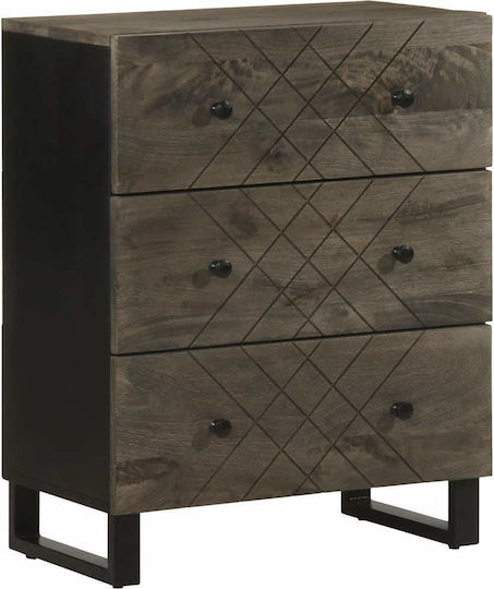 Comoda pentru Dormitor din Lemn Masiv & Metal Negru 60x33x75buc