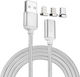 Magnetic USB to Lightning / Type-C / micro USB Cable Ασημί (TH-631)