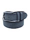 Wide Men's Belt Leather Navy Blue