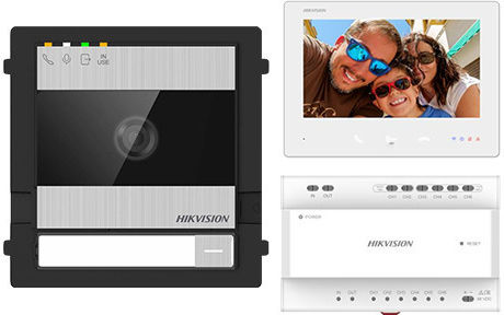 Video Intercom Kit 1 Family 7 Inch Monitor Alarm Ik08 32gb Card Hikvision Ds-kis704ey-ss