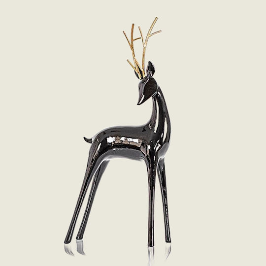 Beauty Home Christmas Ceramic Figure Deer Black Height 40cm