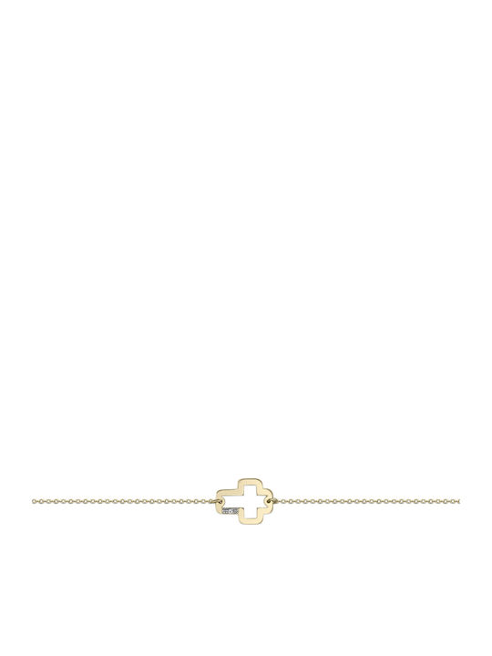 Ekan Vs2 H Damen Armband mit Design Kreuz aus Gold 14K mit Diamant