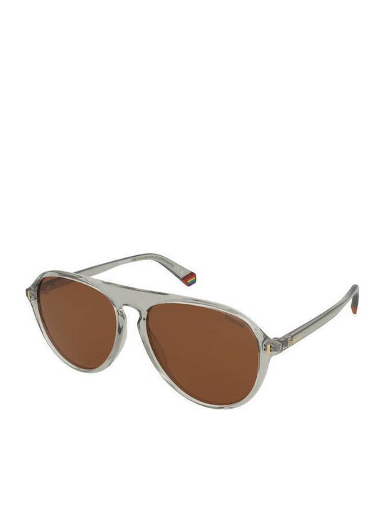 Polaroid Unisex Sunglasses with Gray Plastic Frame and Brown Polarized Lens PLD6225/S KB7/HE