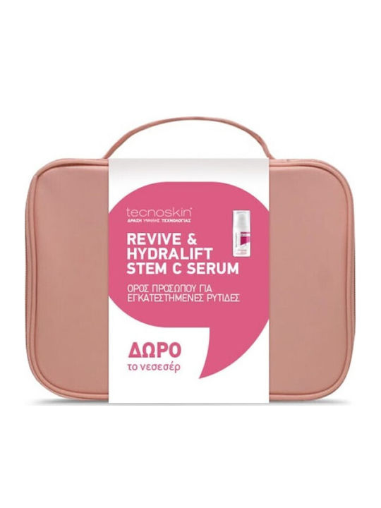 Tecnoskin Revive & Hydralift Stem C Set Îngrijire Pentru Tonifiere Cu Cadou Trusa De Cosmetice 2 Bucăți