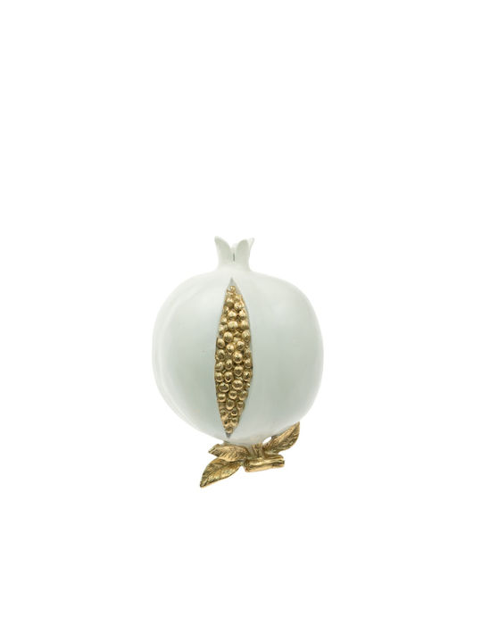 White and Gold Polyester Pomegranate 18x9x8cm