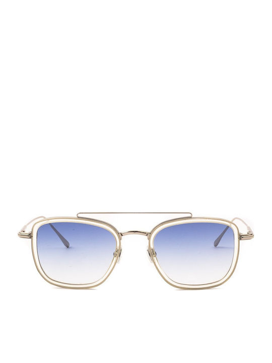 Les Pieces Uniques Unisex Sunglasses with Gold Metal Frame and Blue Gradient Mirror Lens Lpu-ginko-c80