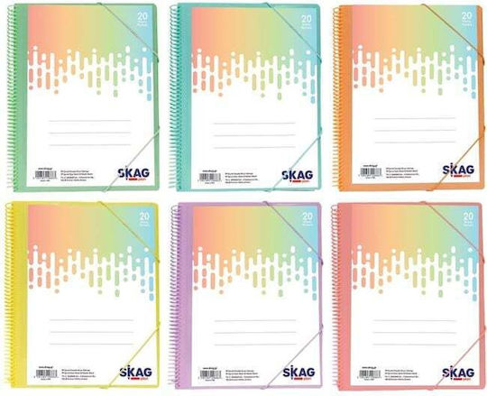 Skag Mappe Suppl mit 20 Plastikhüllen Folien für Papier A4 (Μverschiedene Designs/Farben) 1Stück