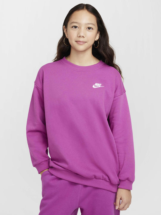 Nike Fleece Παιδικό Φούτερ Μωβ Sportswear Club