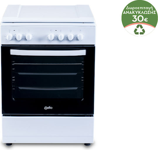 Wellio Herd 60Es mit Emailkochfeldern B60cm. White