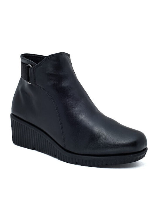 Leder Stiefeletten Damen Schwarz