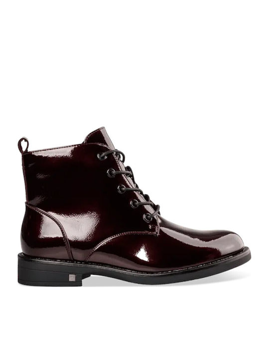 Women's Patent Leather Ankle Boots Burgundy