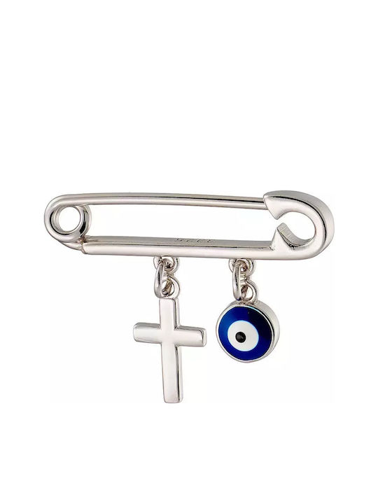 Oxzen Child Safety Pin made of Silver with Cross