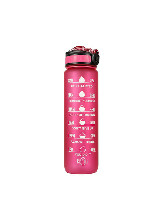 ikonka Sport Water Bottle Plastic 1000ml Pink