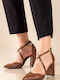 Pumps mit Riemchen Tabac Braun