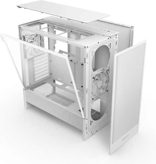 NZXT H5 Flow Gaming Midi Tower Κουτί Υπολογιστή με Πλαϊνό Παράθυρο Λευκό