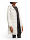 Women's Long Puffer Jacket for Winter with Hood White