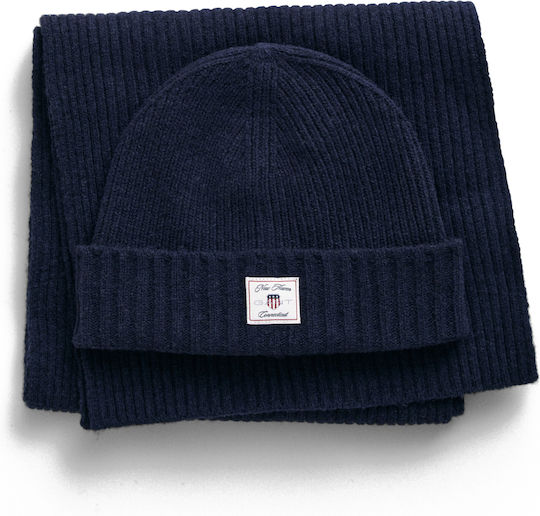 Beanie Ανδρικός Σκούφος με Rib Πλέξη σε Μπλε χρώμα