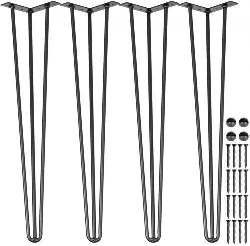 Set of 4 Black Vevor Hairpin Table Legs 18" Furniture 220lbs Capacity 3 Rods Heavy Duty Carbon Steel Tzzt4pcs18yc3g001v0