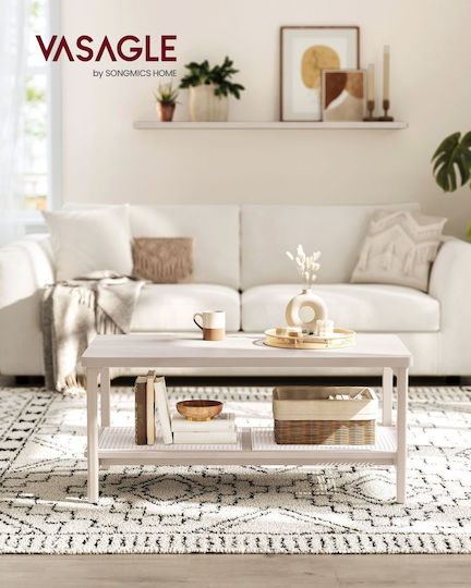 Rectangular Central Wooden Coffee Table Beige M100xW55xH45cm