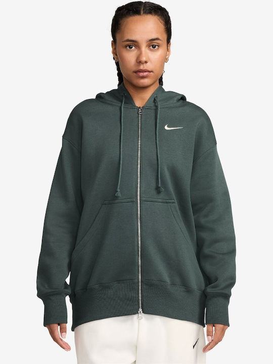 Nike Μακριά Γυναικεία Ζακέτα Φούτερ με Κουκούλα...