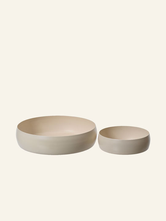 Beauty Home Διακοσμητικό Μπωλ Μεταλλικό Εκρού 22x22x5.5cm 2τμχ