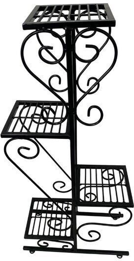 Suport pentru Ghiveci de Flori Negru Dimensiune 50x22x105 Cm Picioare Reglabile