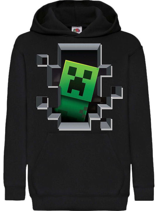 Kinder Hoodie Sweatshirt Minecraft Tralala Minecraft Creeper Schwarz