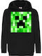 Kinder Kapuzenpullover Minecraft Tralala Minecraft Creeper Gesicht 02 Schwarz