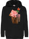 Kids Hoodie Sweatshirt Minecraft Tralala Flower Pig Black