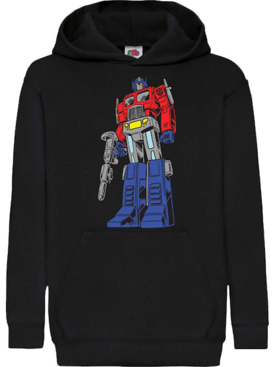 Детски суитшърт с качулка Tralala Transformers Optimus Prime 01 Черен
