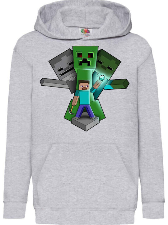 Kinder Kapuzenpullover Minecraft Tralala Steve Diamant Grau