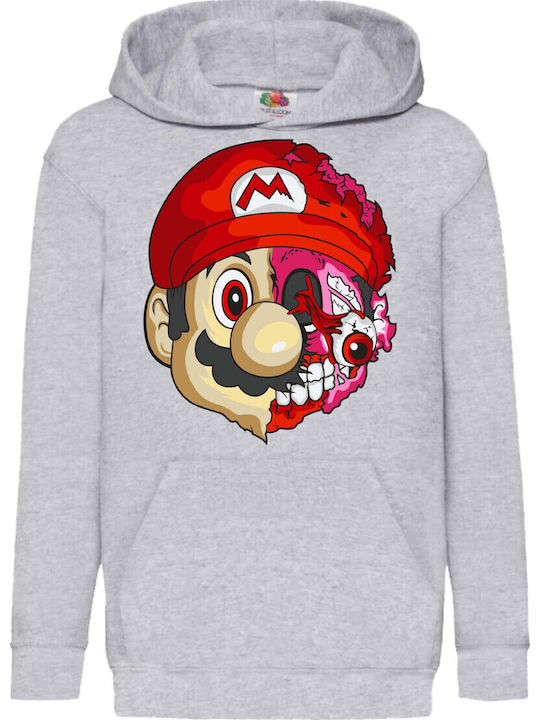 Kids Hoodie Sweatshirt Super Mario Tralala Mario Zombie 5 Gray