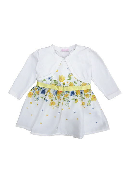 Girls Dress Sleeveless Set with Coat Yellow