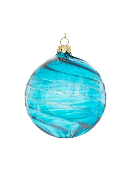 Hanging Ornament Set Glass Light Blue 4pcs